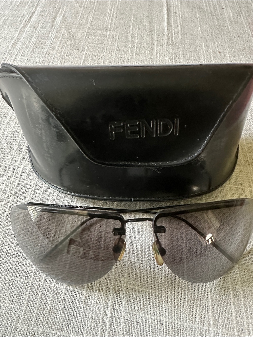 Fendi Rimless Sunglasses with Dark Smoke Lenses and Black Case